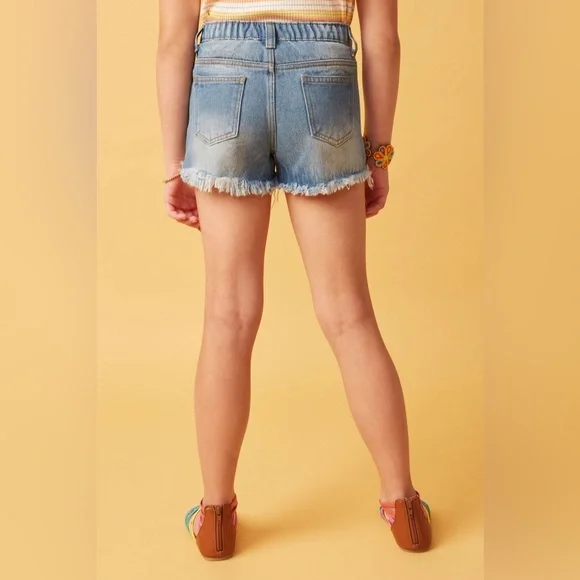 Excellent Condition Hayden Girls Distressed Sequin Denim Shorts size: 13/14 - Picture 4 of 11